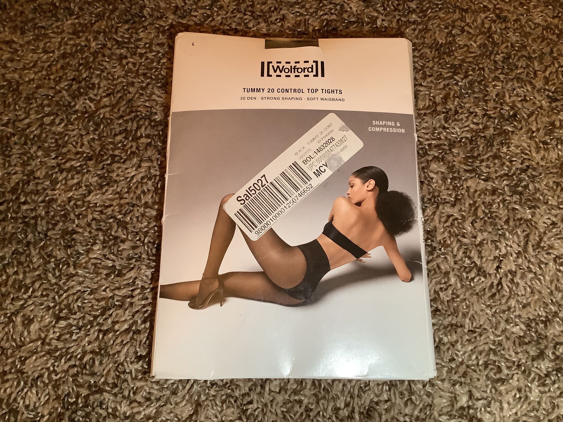 Wolford tummy control top shaping tights, 20 denier, color black, size: L