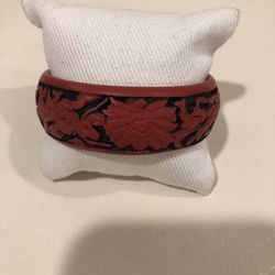 Vintage Red Carved Cinnabar Bangle Bracelet With Dragon   If you see it here , it is available  Like new ,  ever used