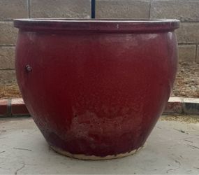 Large Red Glazed Ceramic Planter