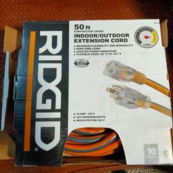 RIDGID 50 Ft 10 Gauge Indoor/Outdoor Extension Cord 
