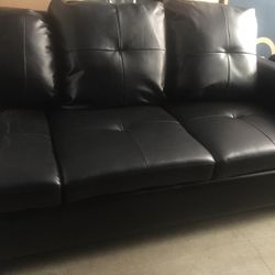 New Black Leather Sofa