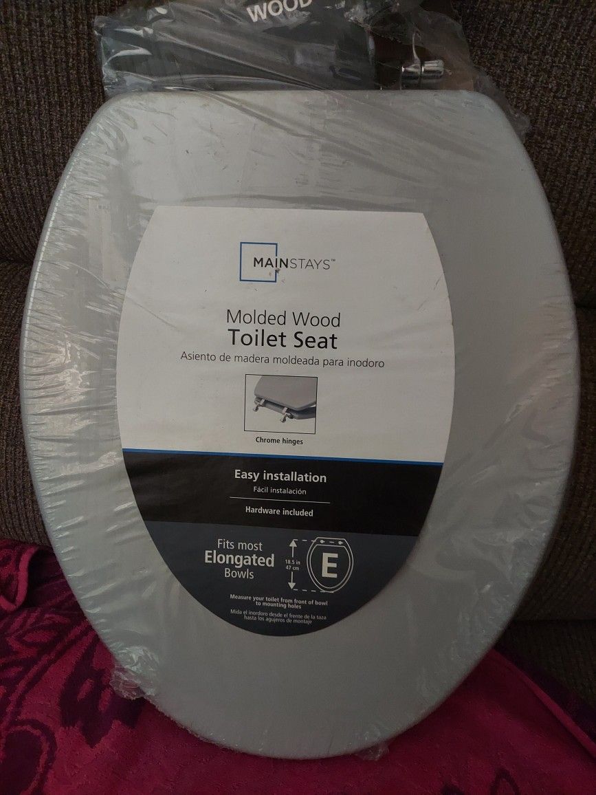 NEW MAINSTAYS MOLDED WOOD TOILET SEAT 18.5 X 47 cm Grey color 7