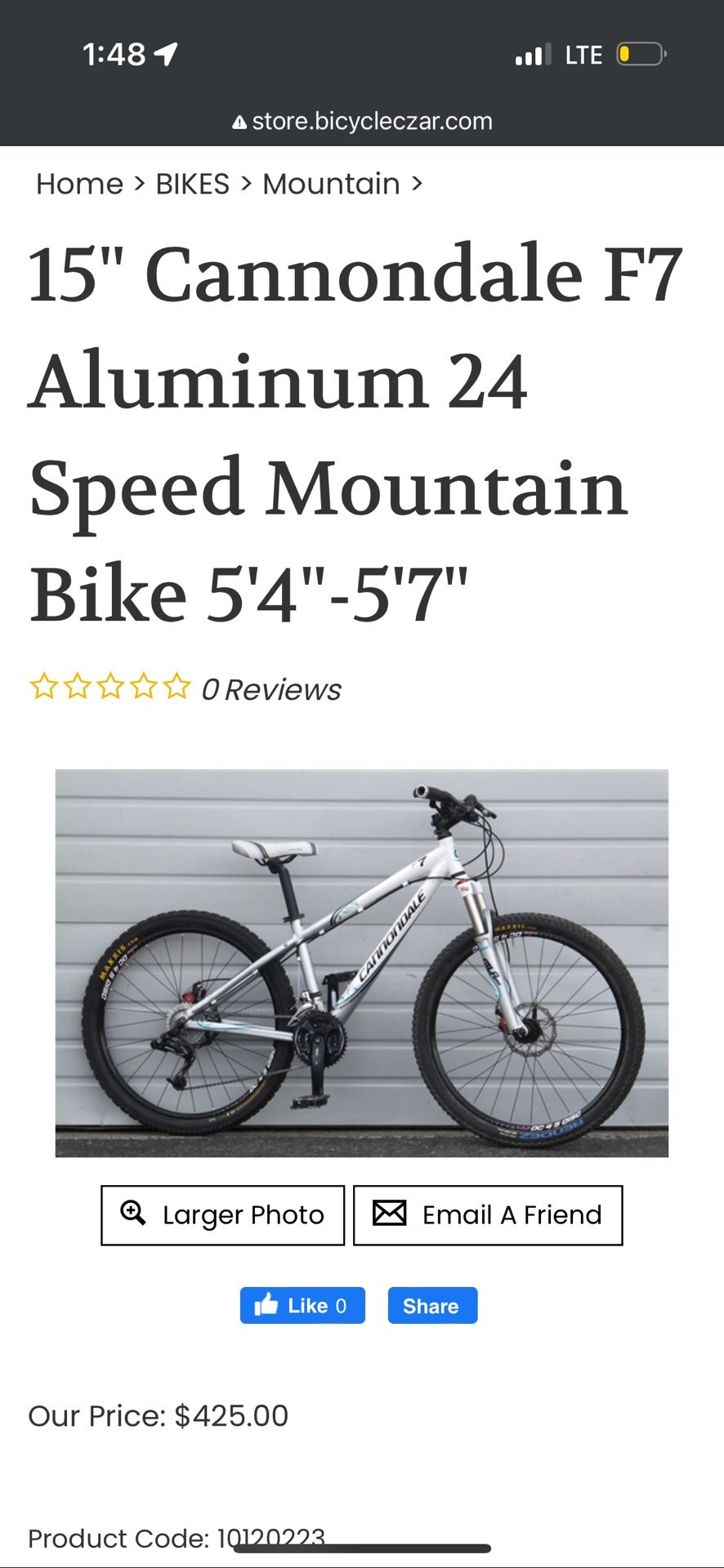 F7 Women’s Cannnondale Mountain Bike 