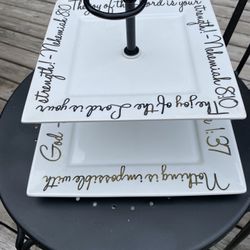 Coventry Two-Tiered Snack Cake Stand Tray- Scripture Bible Verse