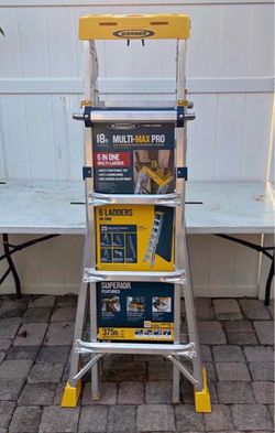 18 ft. Reach Aluminum 6-in-1 Multi Position Ladder with 375 lb. Load Capacity Type IAA Duty Rating