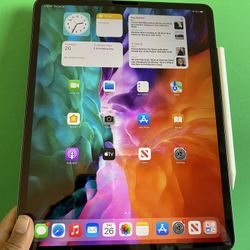 1TB / 1024GB Apple IPad Pro 12.9” 4th Generation (2020 Model/ Face ID/Liquid Retina ) with pen, keyboard & Accessories(Apple pencil supported)