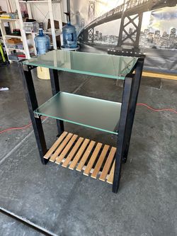 3-Tier Glass and Wood Shelf Unit