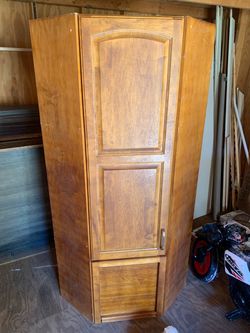 Tall Wood Corner Cabinet with Doors