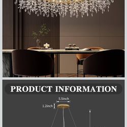 NEW Modern Crystal Chandelier 16 Light 63” Gold Tree Branch Luxury K9 Rectangular Kitchen $599