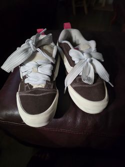 Brown and White Low-Top Sneakers