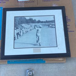 Framed picture shot of Ben Hogan the one iron shot 1950 US open Marion