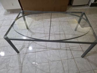 Glass Top Coffee Table with Metal Frame