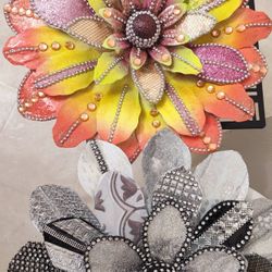 Large Epoxied Metal Wall Flowers