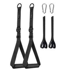 CoreSlings Cable Machine Grips with Finger Loops for Gripping Forearm Strength Training Grips Cable Fasteners for Gym, Grips for Resistance Bands, Bla