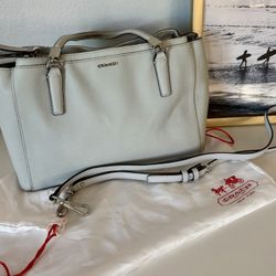 COACH Christie Carryall Convertible Grosgrain Leather Purse W/Dust Bag & Detachable Shoulder Strap MSRP$475