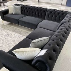 [OM] 🟪 Only $45 initial then take it home 🏡 Brand New Oscar 3 Piece Sectional Black