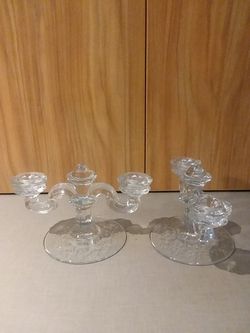Vintage Double Light Candlestick Navarre Clear