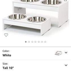 Reduced.!!** PET-FUSION“ Raised Tall White Bamboo Pet Feeder NEW