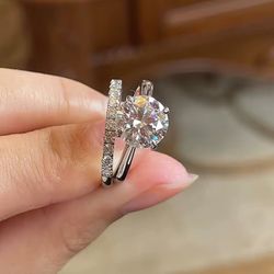 Brand new 2ct moissanite s925 sterling silver  ring and wedding band, various sizes, pass tester 