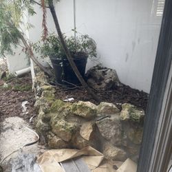 Out Door Waterfall And Stone Planter 