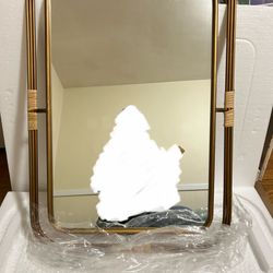 Holli Furniture Metal and Rattan Mirror Brown
