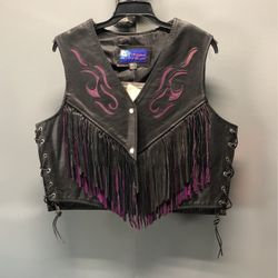 Vance Leathers Purple Flame W/Fringe Vest
