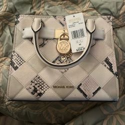 Michael Kors Cream Snake patch Hamilton Satchel