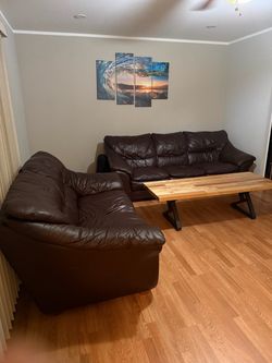 Dark Brown Leather Sectional Sofa Set