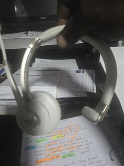 Vonztex Wireless Headset Bluetooth  With Mic And Noise Canceling With Dongle Beige #684