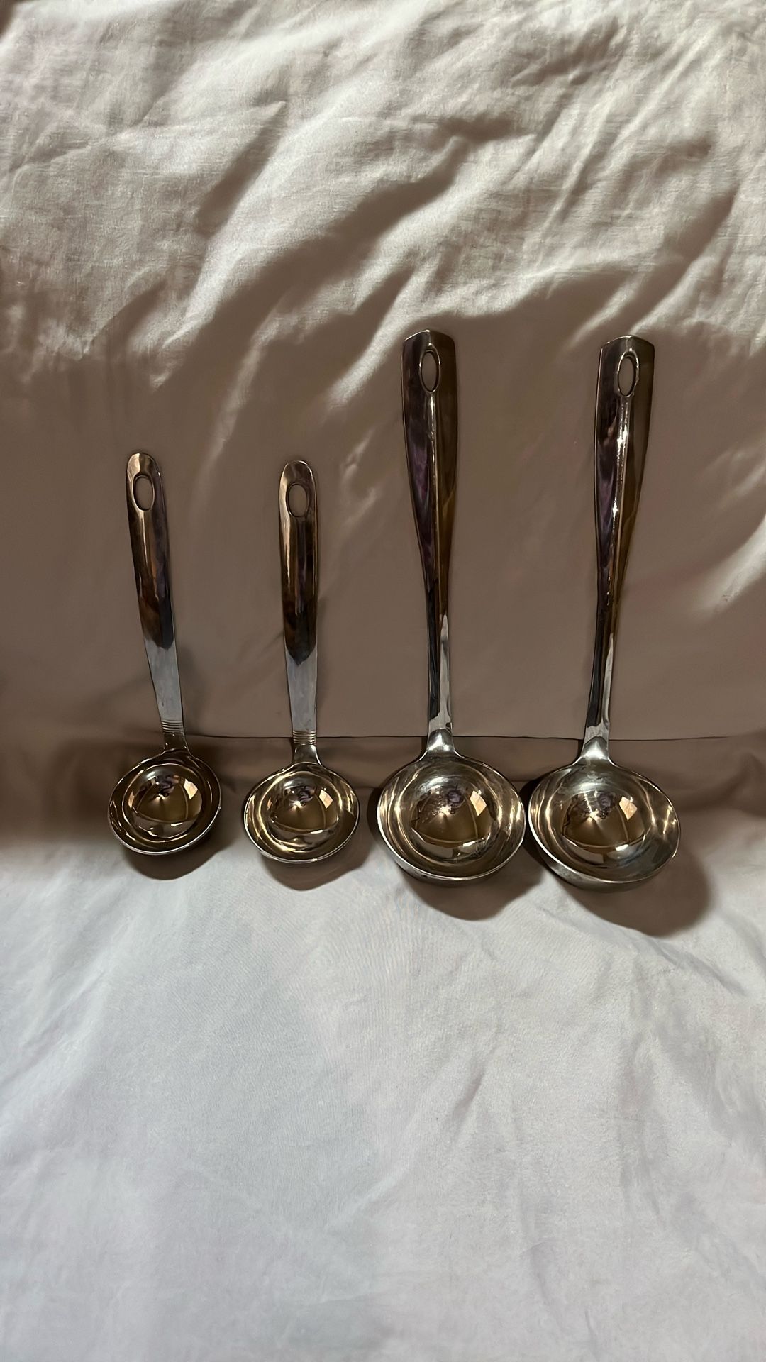 4 Pieces(8 Inch Two Spoon And 10 Inch Two Spoon) Oneida High Grade Curva Soup And Gravy Serving Ladle Heavy Duty Stainless Steel