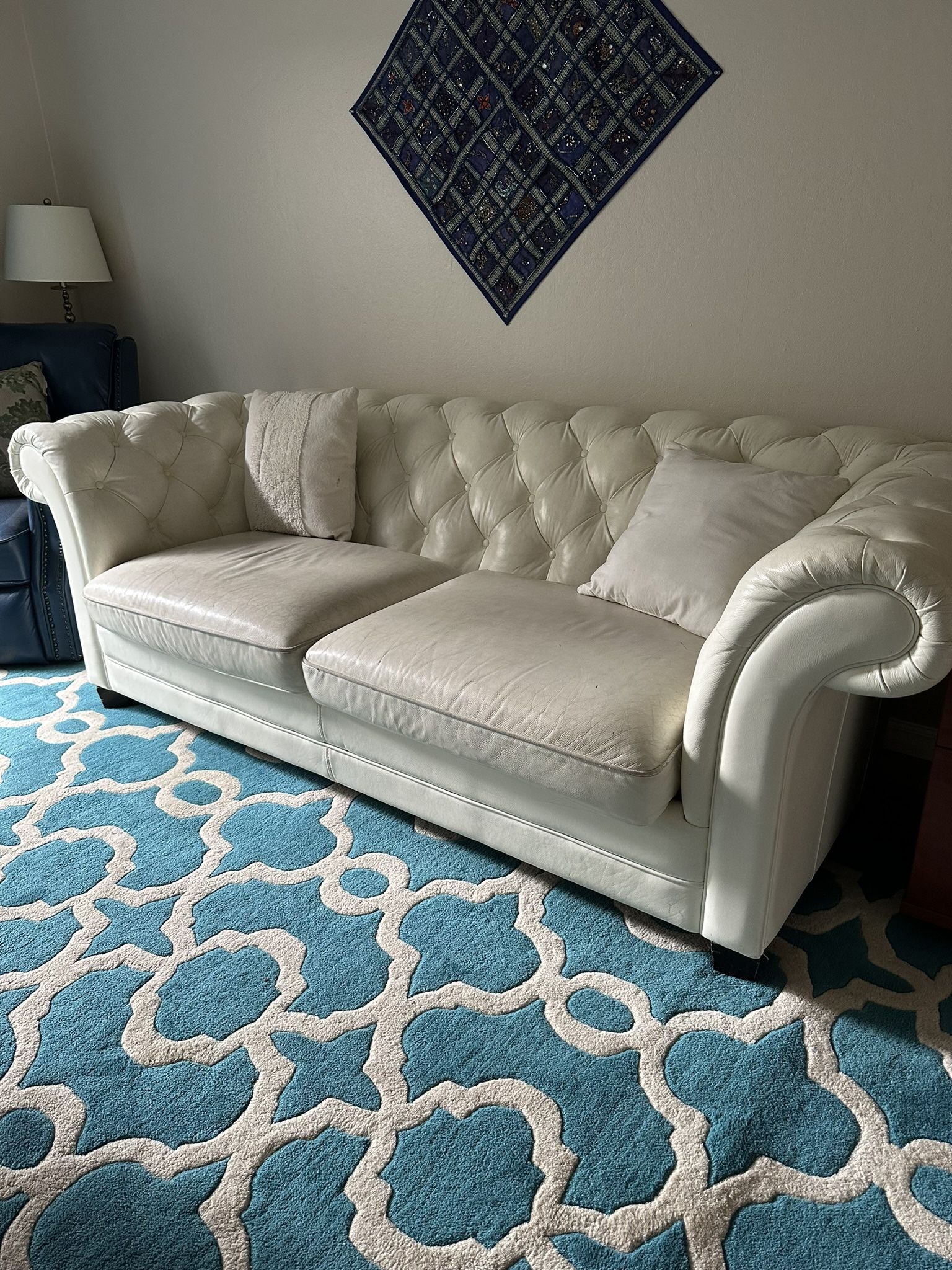 While Leather Couch
