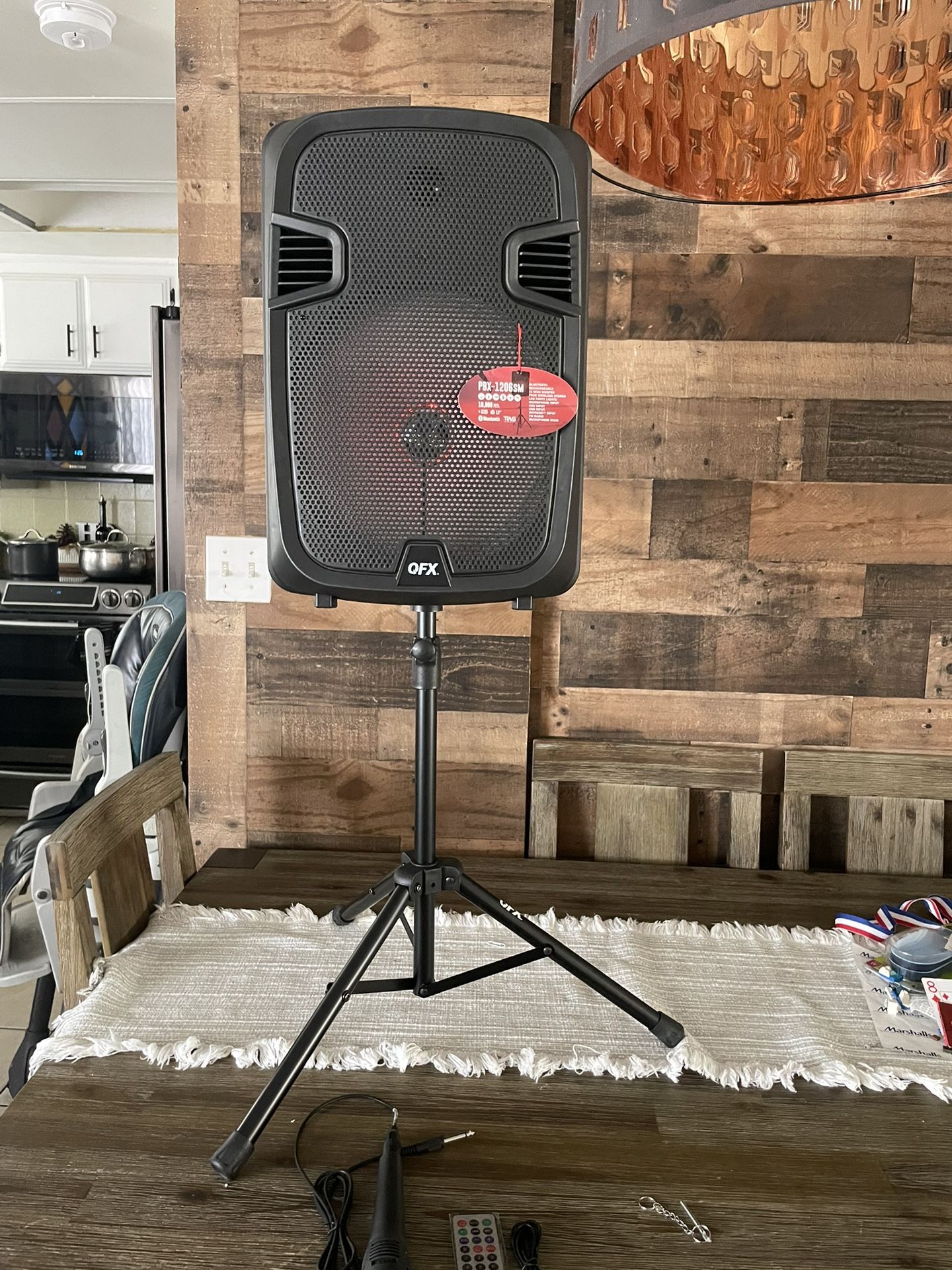 QFX 12” Bluetooth Portable Rechargeable Speaker With Microphone Speaker Stand & LED Party Lights 🔊🎤🎶🎶🎶