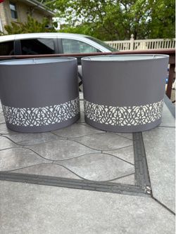 2 lazer cut gray lampshades