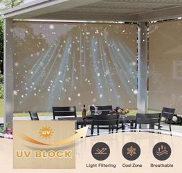 VICLLAX Outdoor Roller Shade 6' W×6' L, Patio Cordless Roller Blinds, Exterior Roll Up Shade with Spliced Design for Patio Porch Gazebo, Wheat