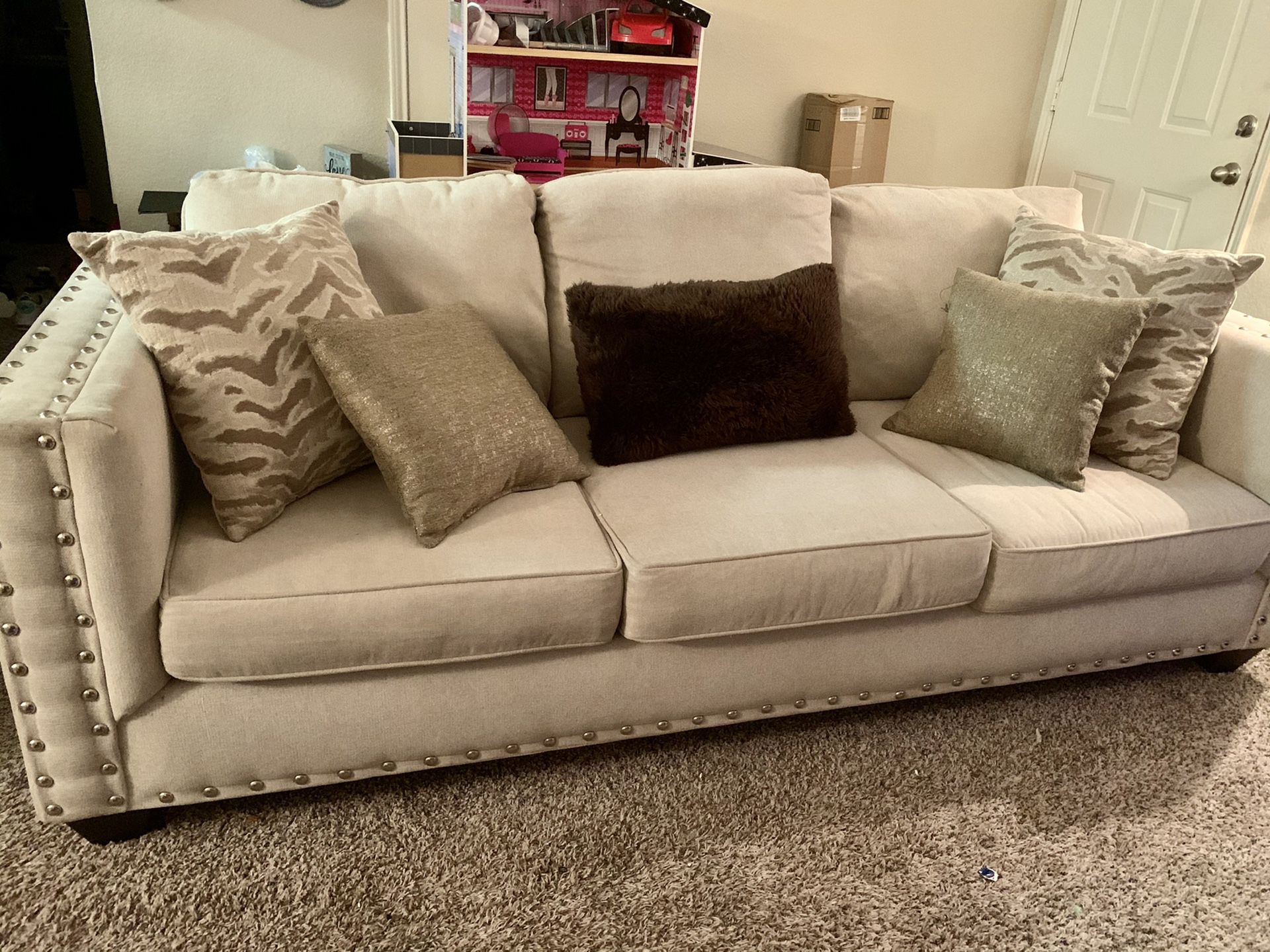 Modern Beige Couch and Loveseat Set