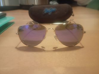 Maui Jim Aviator Sunglasses Gold Frame Pink Mirror Lens