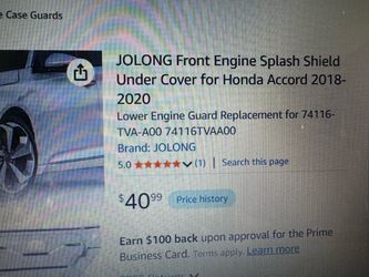 Engine splash shield for Honda Accord 2018-2020