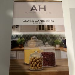 Beautiful new set of Brand New authentic +Home Glass 3 Piece Jar Set.