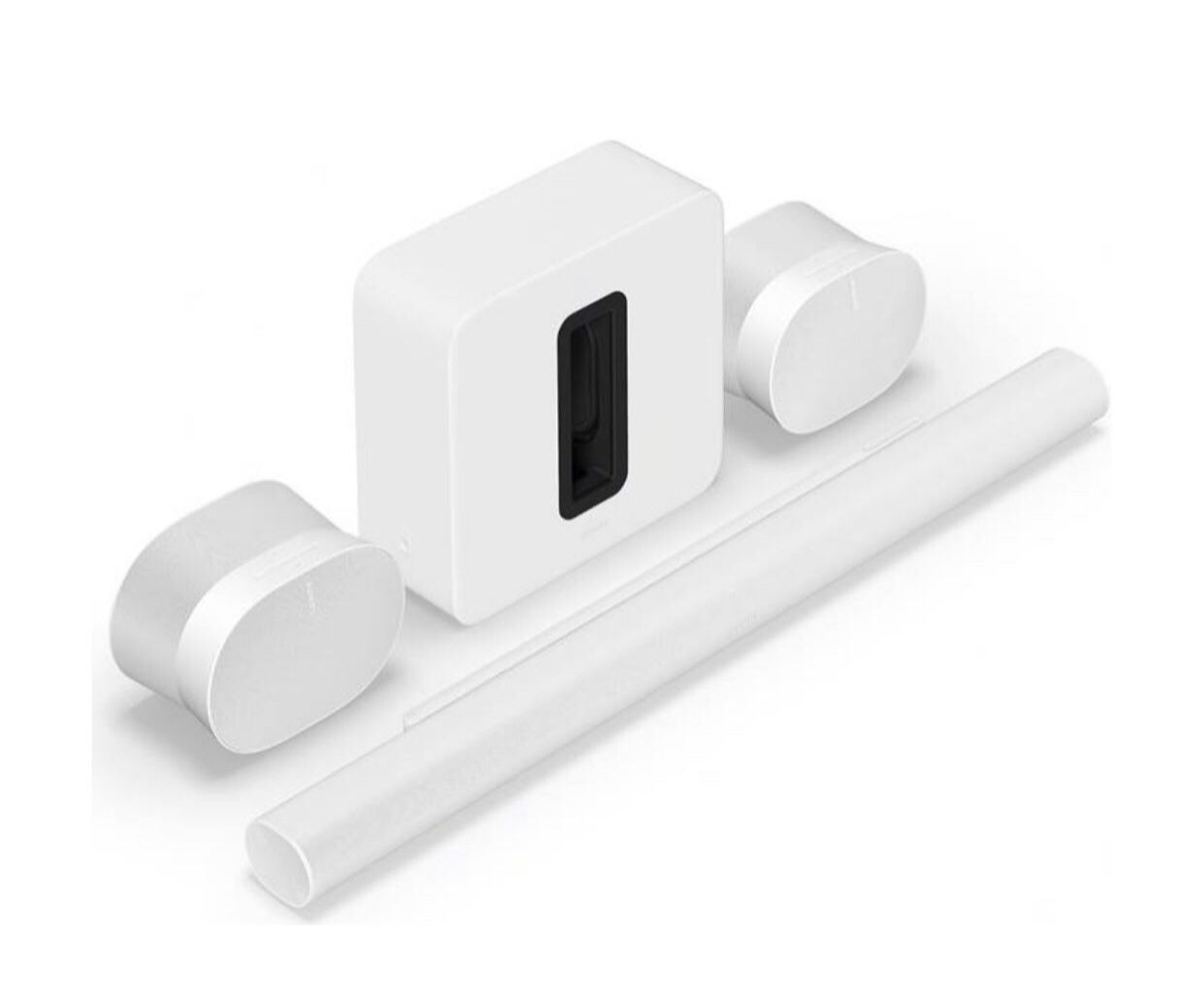 Sonos Ultimate Immersive Set with Arc Ultra Includes Sonos Arc Ultra Dolby Atmos® sound bar, Sub 4, and two Sonos Era 300s (White) Brand New Sealed