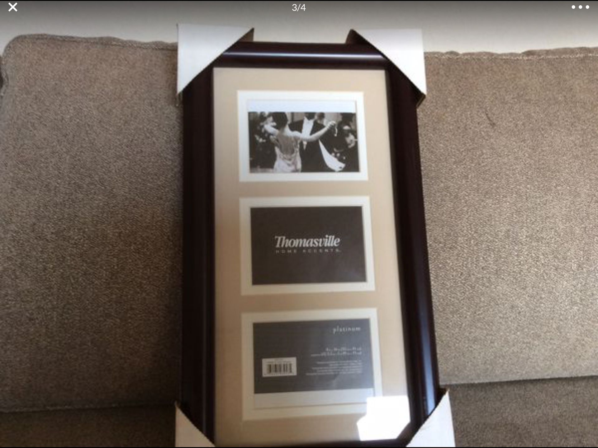 Thomasville Brand New Photo Frame. Holds Three 8 in by 16 in Photos. Mahogany Wood.for $20