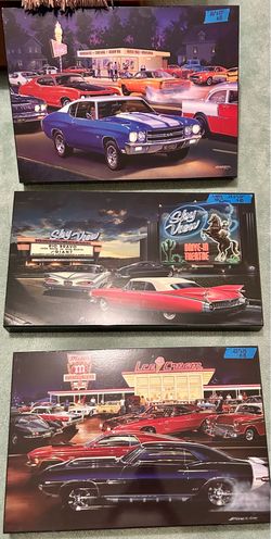 3pc set of Vntg Car Art