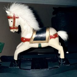 Vintage Wood Rocking / Glider White Horse