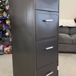 Filing Cabinet: 4-drawer Metal Filing Cabinet - Clean and Functional