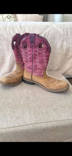 Kids Cowgirl Boots size 2 Pink and Tan