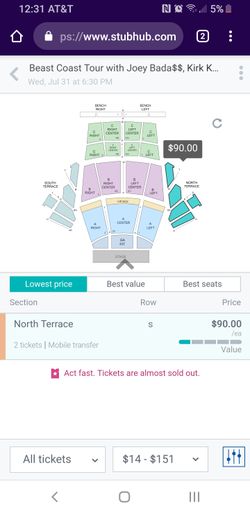 Joeybadass tickets. Tonight Wed Jul 31