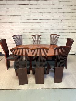 Post Modern Scovby Danish Rosewood Oval Dining Table & Italian Chairs 9pc