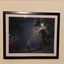 Custom alien art piece on black frame