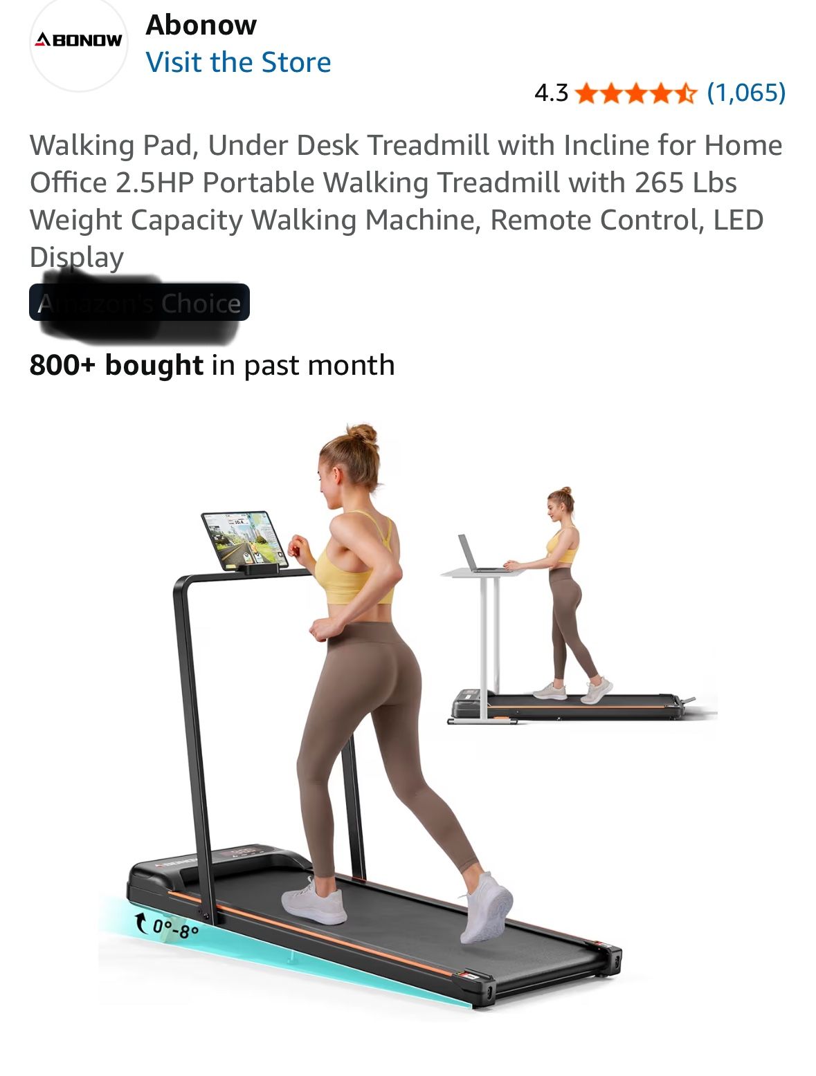 Walking Pad, Under Desk Treadmill with Incline for Home Office 2.5HP Portable Walking Treadmill with 265 Lbs Weight Capacity Walking Machine, Remote C