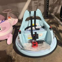 12V Bumper Car,Neche Ride On Toys for Toddlers,360° Spin Toddler Car with Remote,5 LED Lights,Light Blue