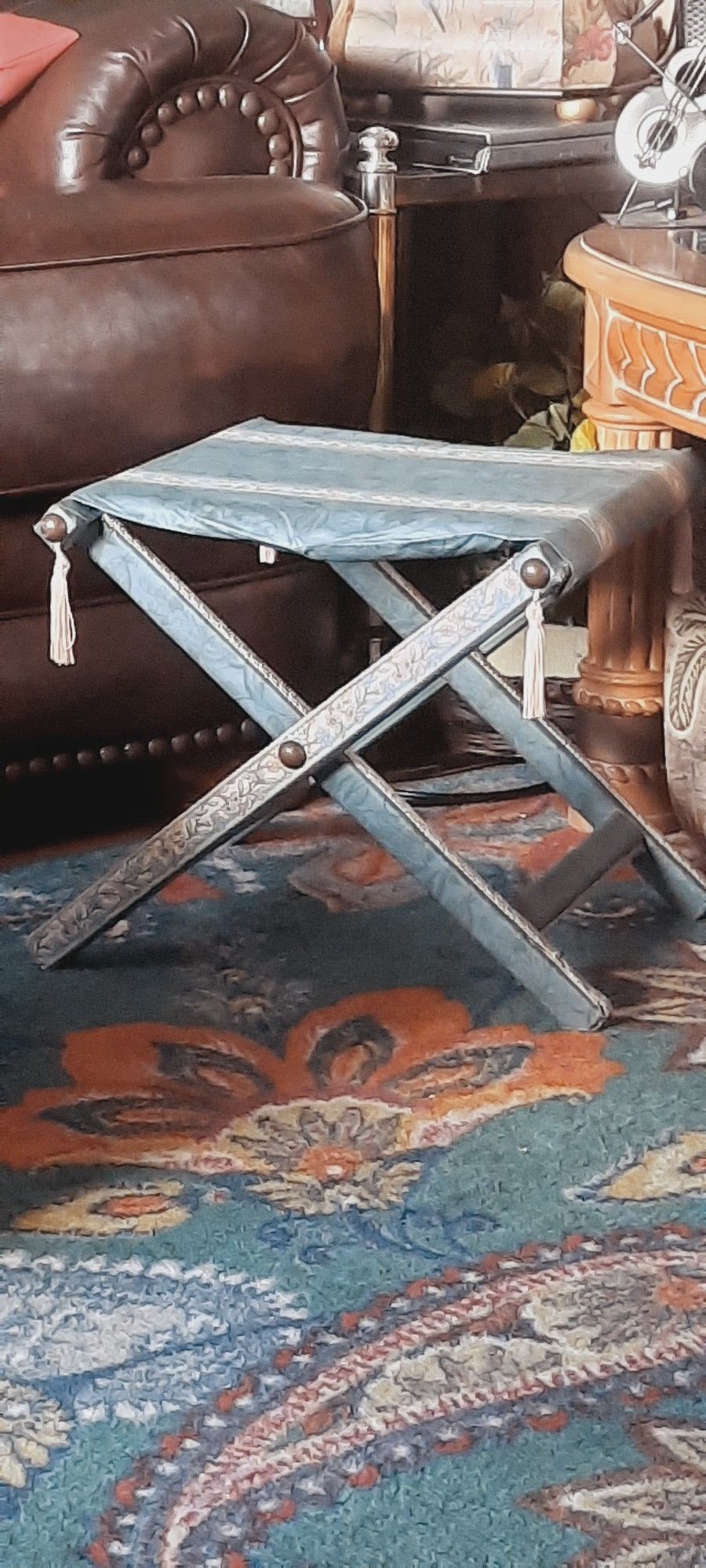 VINTAGE EMBROIDED folding BENCH